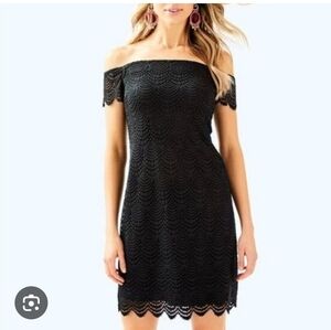 Lilly Pulitzer Elegant Black Off-Shoulder Jade Dress Size S NWT